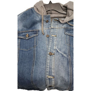 Jean Jacket Hoodie Ring of Fire (ROF) Circa Early 2000's VGC Men's SZ XXL